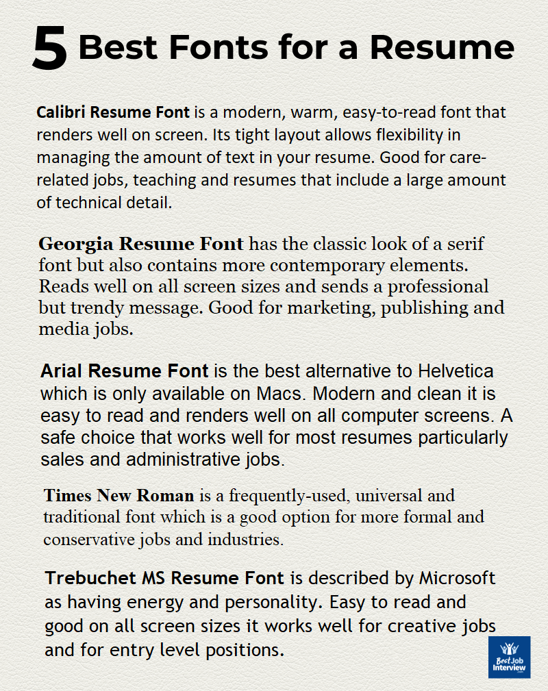 best resume font size 2022