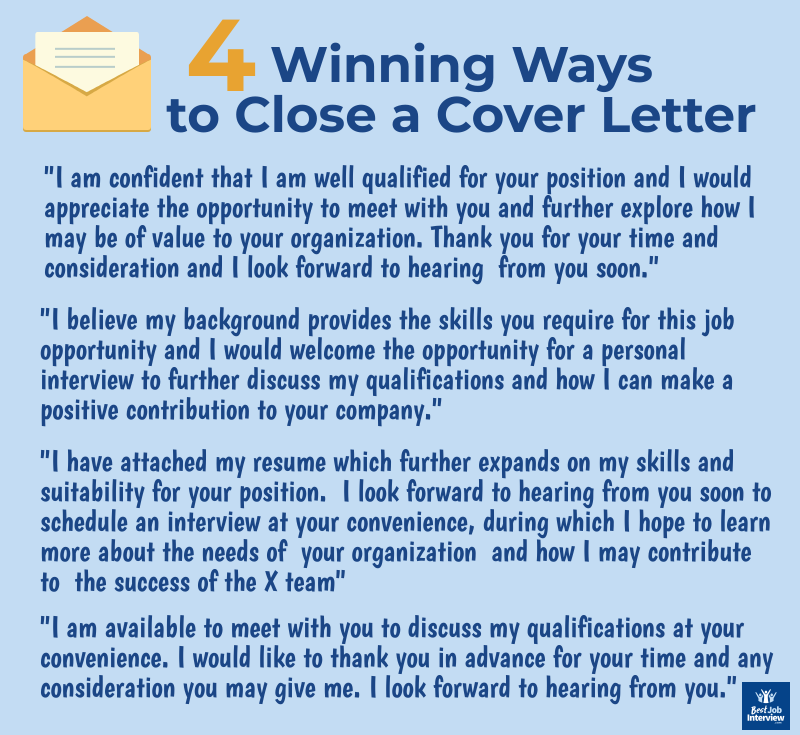 4 Winning Ways to Close a Cover Letter graphic with text