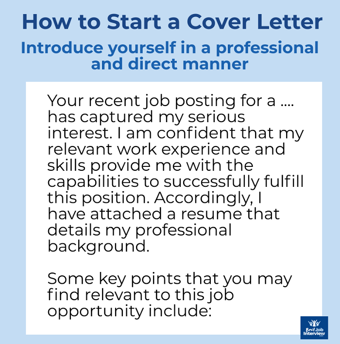 self introduction in cover letter