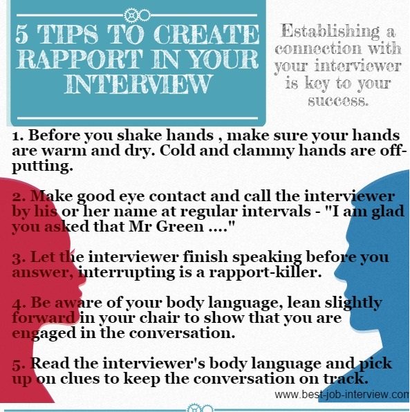 5 tips to create rapport in your interview infographic
