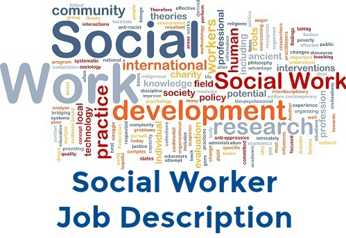 Social worker concept with keywords relating to social work