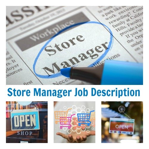 Collage of store management related images